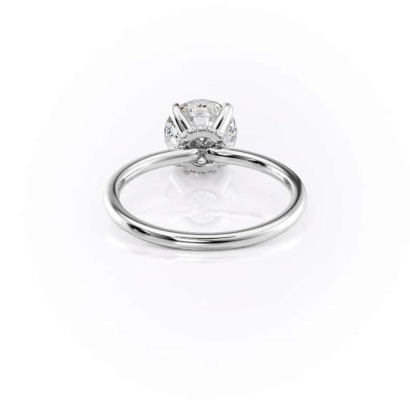 10K White Gold 1 CT Round Moissanite Personalized Engraving Engagement Ring-3