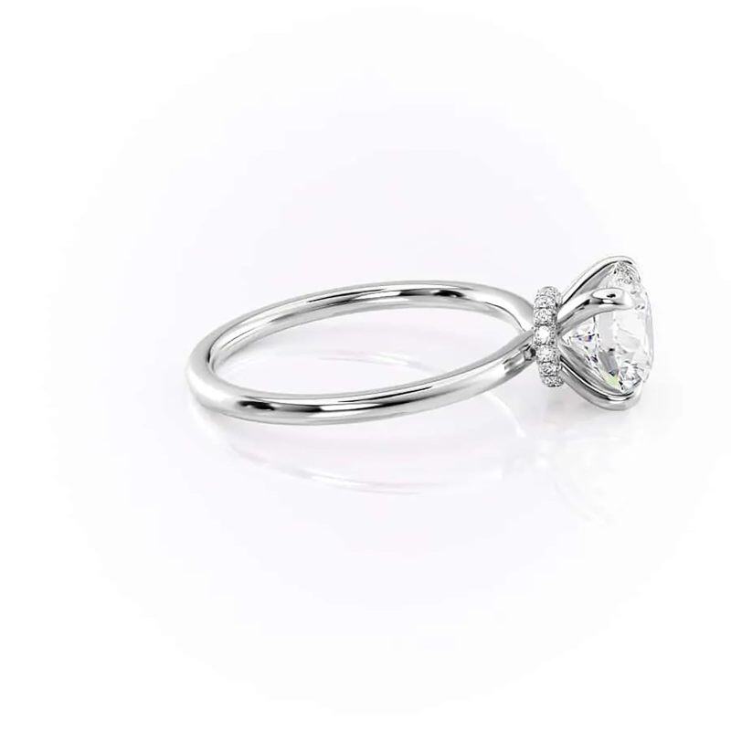 10K White Gold 1 CT Round Moissanite Personalized Engraving Engagement Ring-4