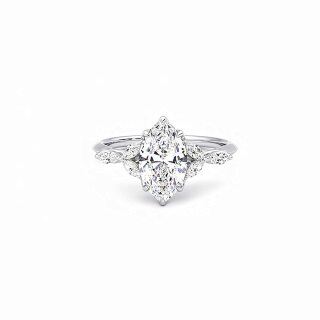 10K White Gold 1 CT Marquise Moissanite Personalized Engraving Engagement Ring-38