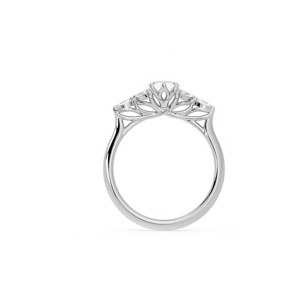 10K Weißgold 1 CT Marquise Moissanit Verlobungsring mit personalisierter Gravur-3