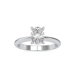 10K White Gold 1 CT Oval Moissanite Wedding Ring-11