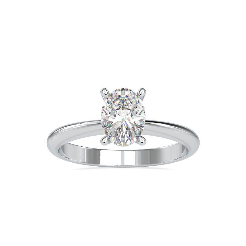 Alliance en or blanc 10 carats avec moissanite ovale de 1 ct