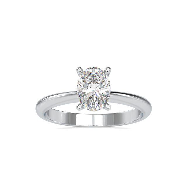 10K White Gold 1 CT Oval Moissanite Wedding Ring-1