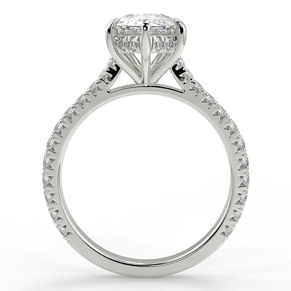 10K White Gold 3 CT Pear Moissanite Personalized Engraving & Engagement Ring-2