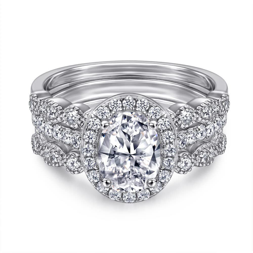 10K White Gold 1 CT 3 Pieces Bridal Set-1