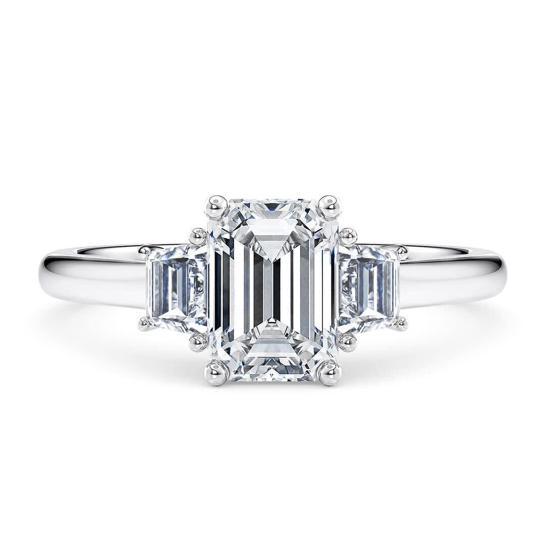 Bague de fiançailles en or blanc 10 carats avec gravure personnalisée et moissanite princesse carrée de 2 ct