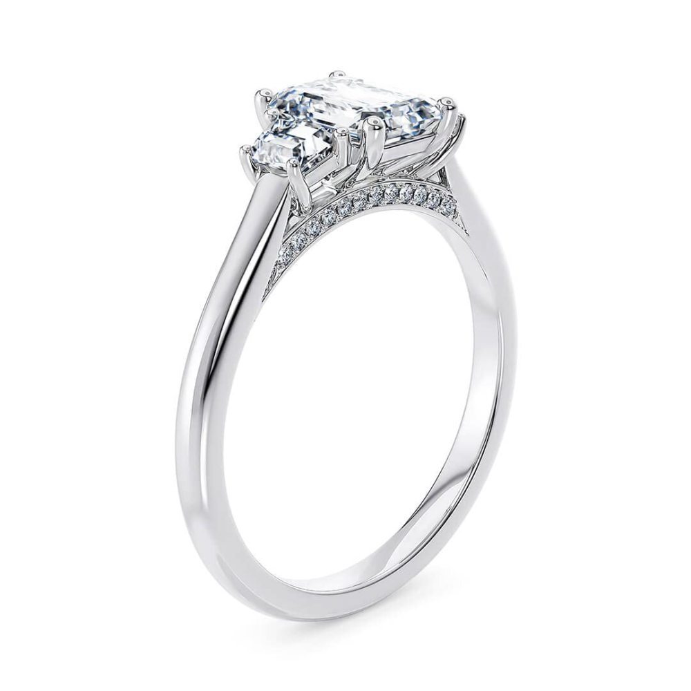 10 Karat Weißgold 2 Karat TW Princess Cut Moissanit Verlobungsring-3