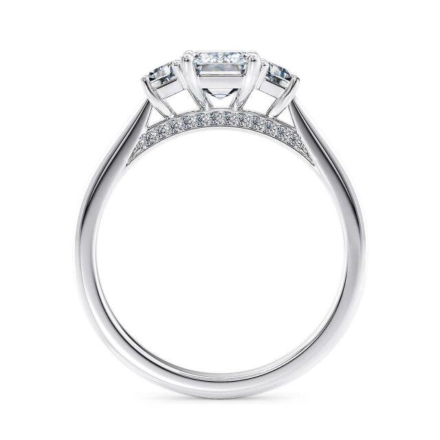 10K White Gold 2 CT Princess-square Moissanite Personalized Engraving Engagement Ring-4