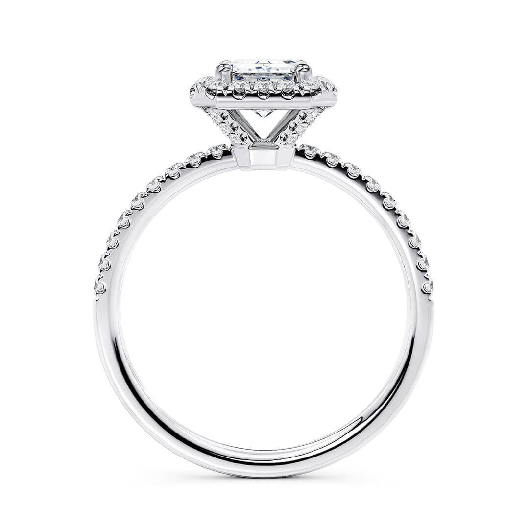 10K White Gold 1 CT Princess-square Moissanite Personalized Engraving Engagement Ring-4