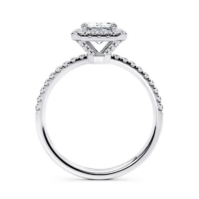 10K White Gold 1 CT Princess-square Moissanite Personalized Engraving Engagement Ring-4