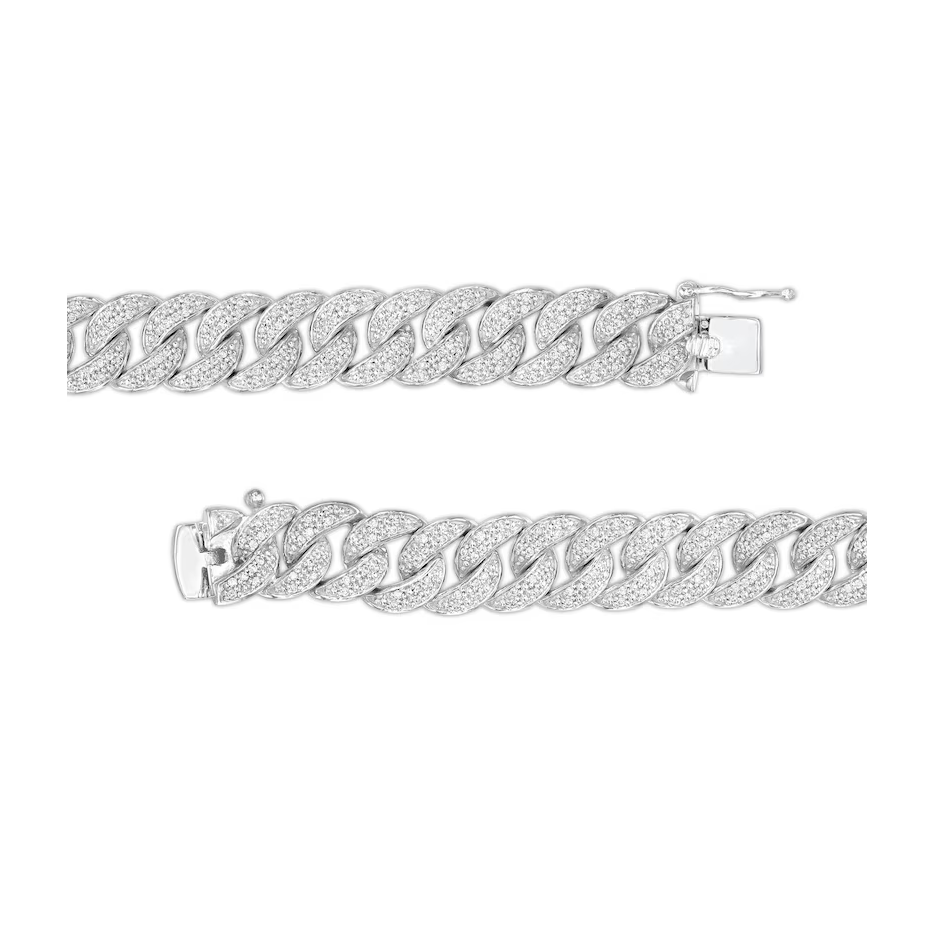 10K White Gold 2 CT.T.W. Round Cut Lab Created Diamond Cuban Curb Chain for Men-3