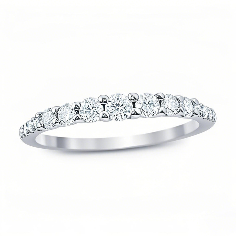 Aliança de casamento personalizada em ouro branco 10K com diamante redondo de 1 ct.T.W., cor D, pureza VVS1, 3EX-14
