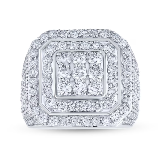 Alliance pour homme en or blanc 10 carats avec diamants ronds de 5 carats