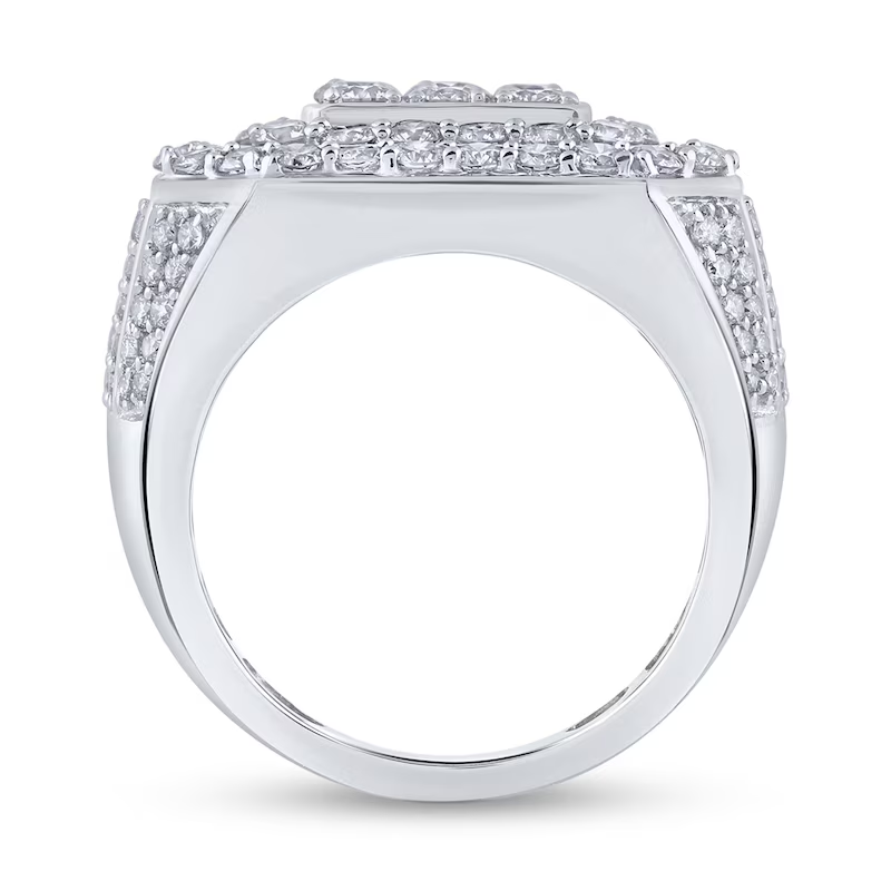 Alianza de boda para hombre en oro blanco de 14 quilates con 5 quilates de diamantes redondos-4