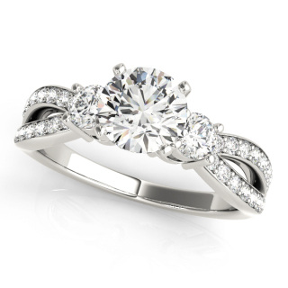 10K White Gold 1 CT Round Moissanite Personalized Engraving Engagement Ring-18