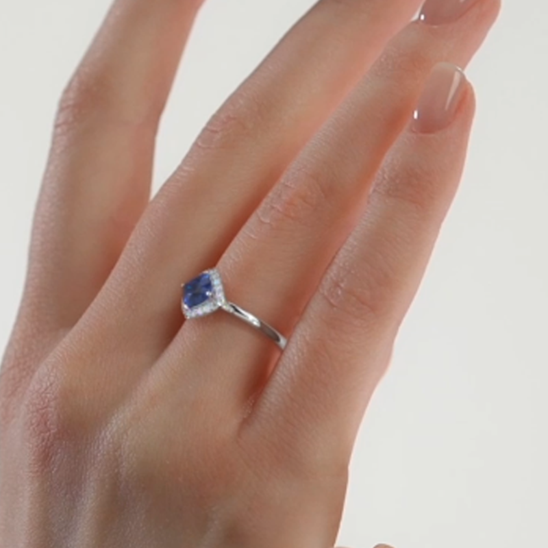 10K White Gold Cushion Cut Custom Engagement Ring Gemstone Anniversary Ring-2