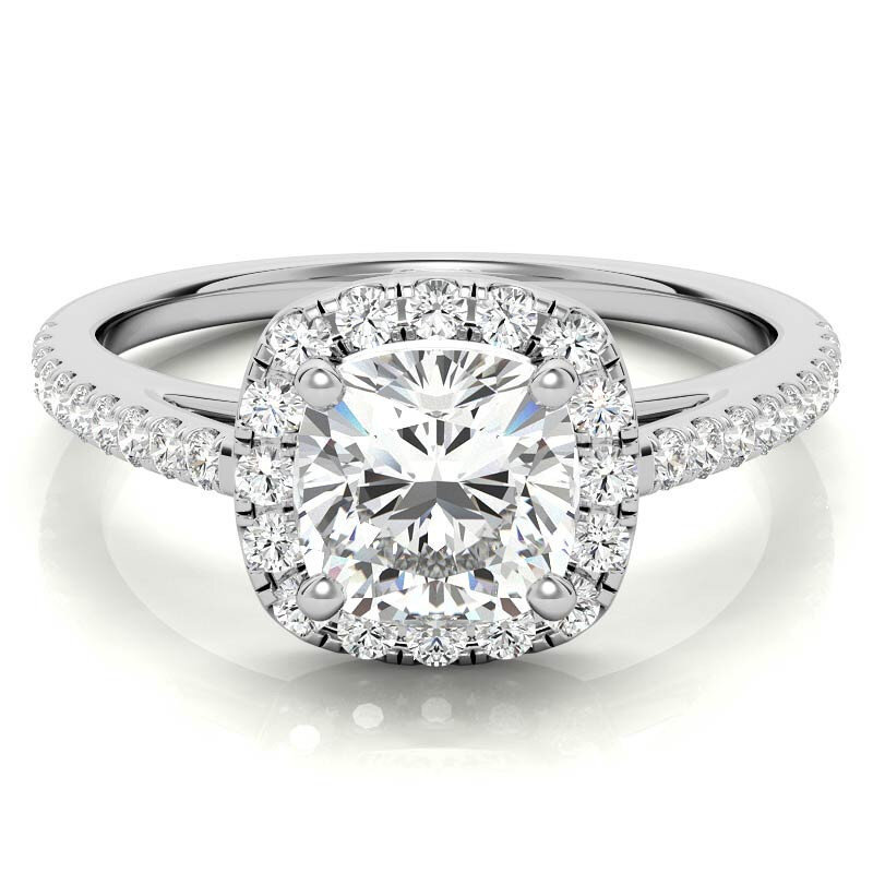 Anello di fidanzamento con moissanite taglio cuscino in oro bianco 10 carati-1