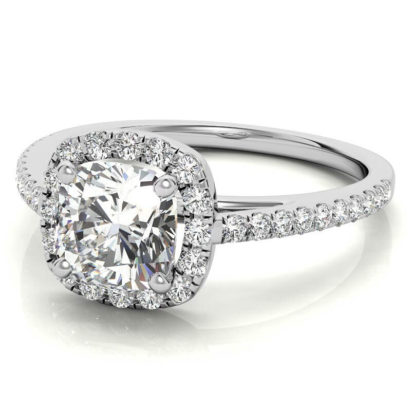 Anello di fidanzamento con moissanite taglio cuscino in oro rosa 10 carati-3