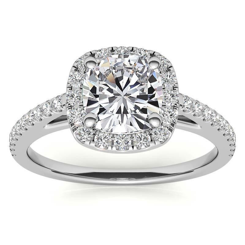 Anello di fidanzamento con moissanite taglio cuscino in oro rosa 10 carati-4