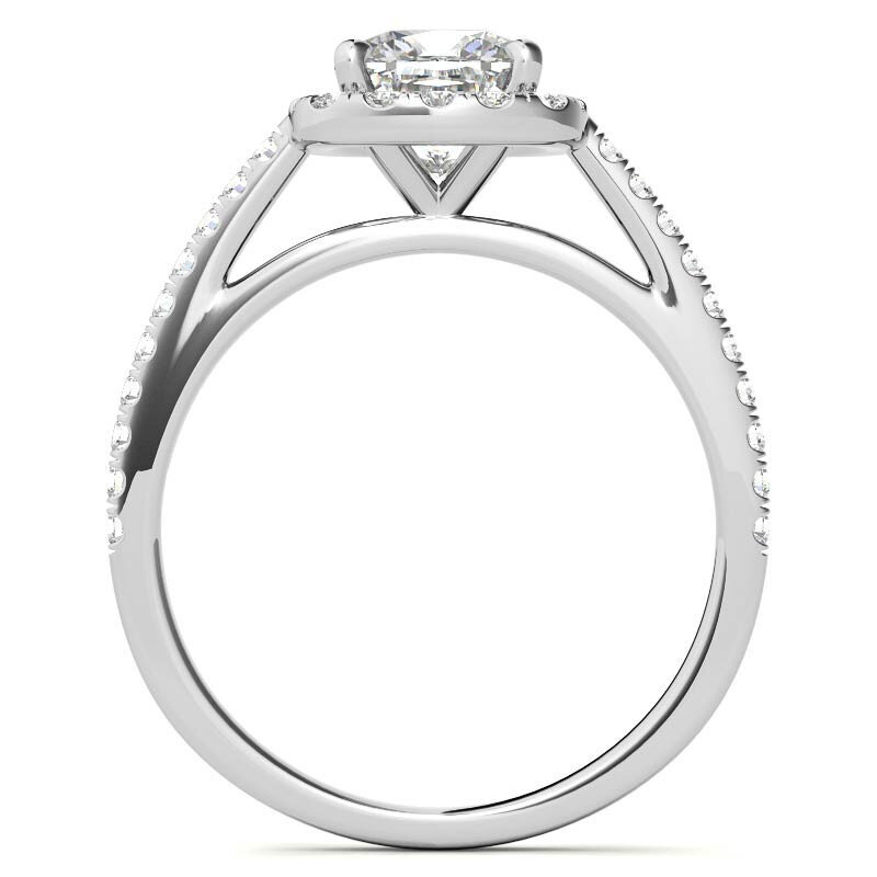 Anello di fidanzamento con moissanite taglio cuscino in oro rosa 10 carati-5