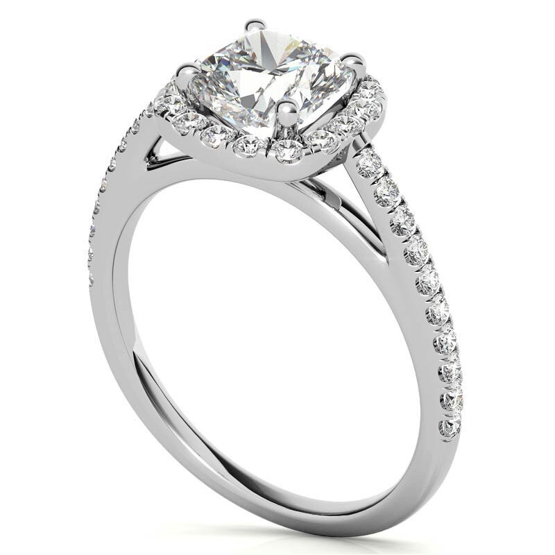 Anello di fidanzamento con moissanite taglio cuscino in oro bianco 10 carati-6