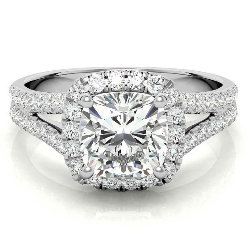 10K White Gold Cushion Cut Moissanite Engagement Ring-1