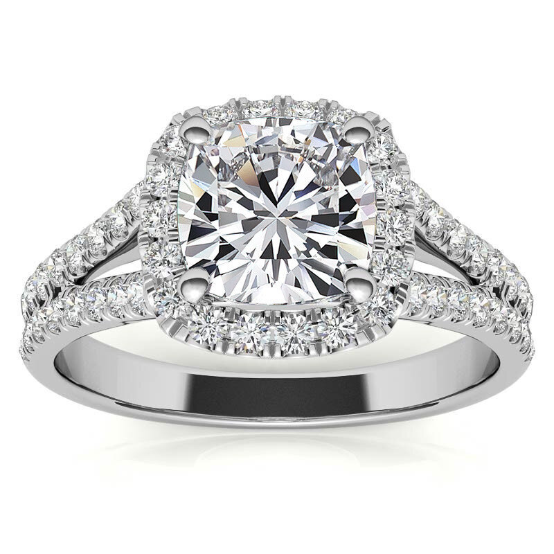 Anello di fidanzamento con moissanite taglio cuscino in oro rosa 10 carati-4