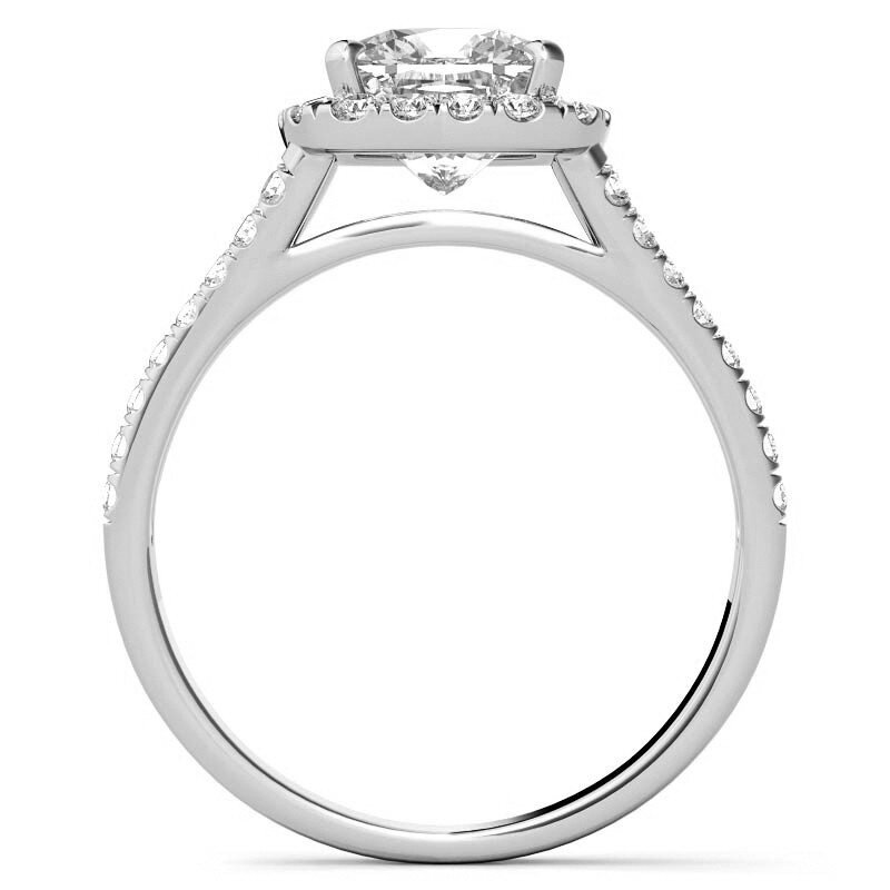 Anello di fidanzamento con moissanite taglio cuscino in oro rosa 10 carati-5