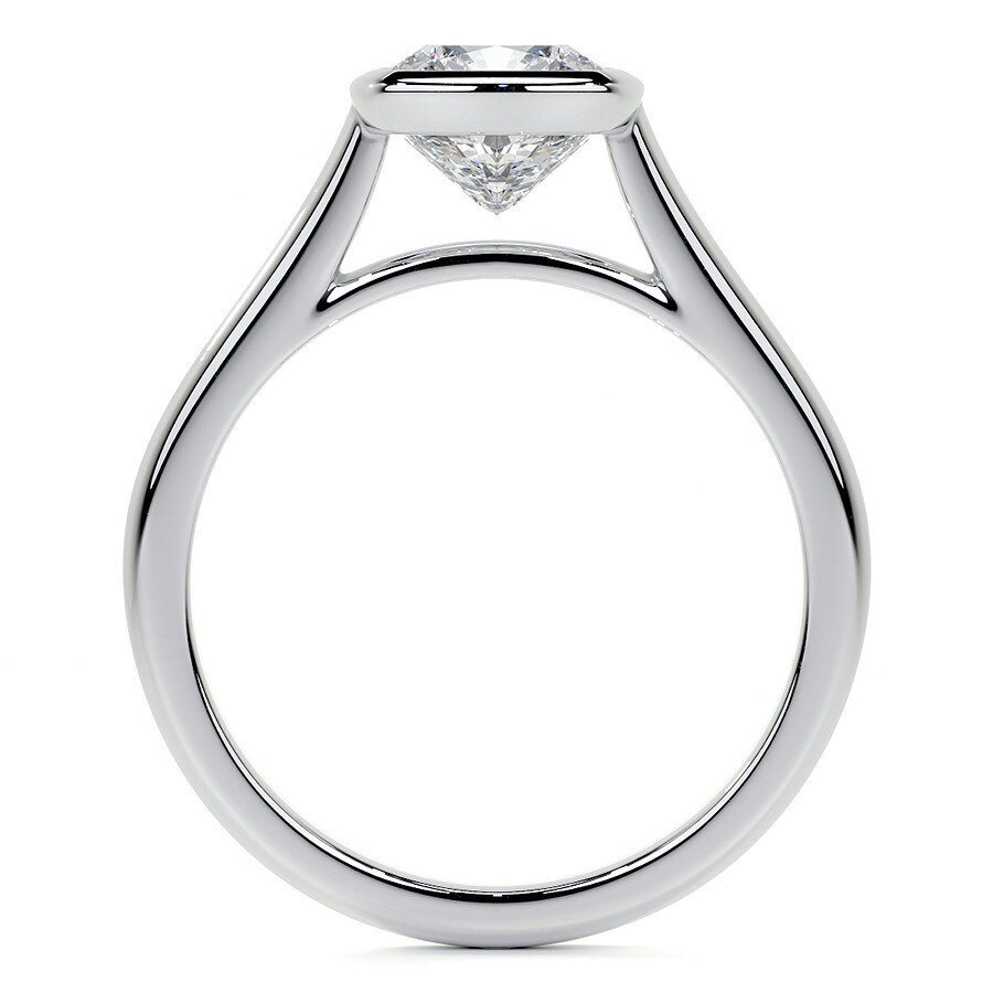 10K White Gold Cushion Cut Solitaire Moissanite Engagement Ring-4