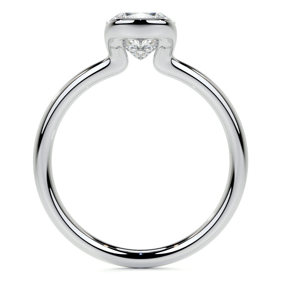 10K White Gold Cushion Cut Solitaire Moissanite Engagement Ring-4