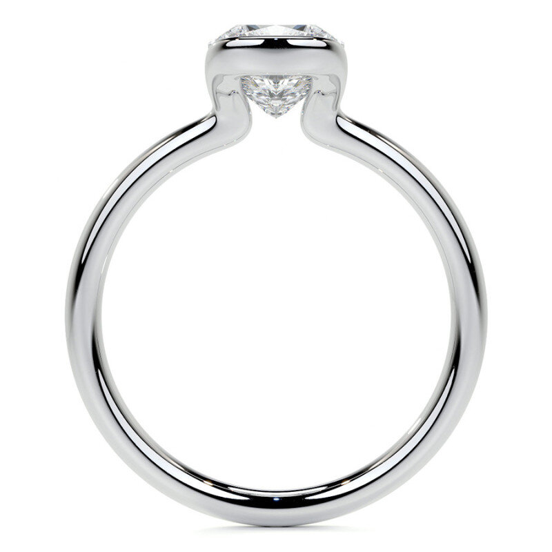 10K White Gold Cushion Cut Solitaire Moissanite Engagement Ring-4