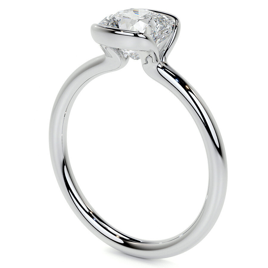 10K White Gold Cushion Cut Solitaire Moissanite Engagement Ring-5