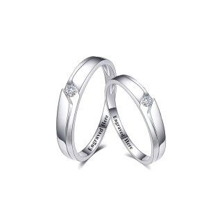 10K White Gold Diamond Couple Rings For Women Men-58