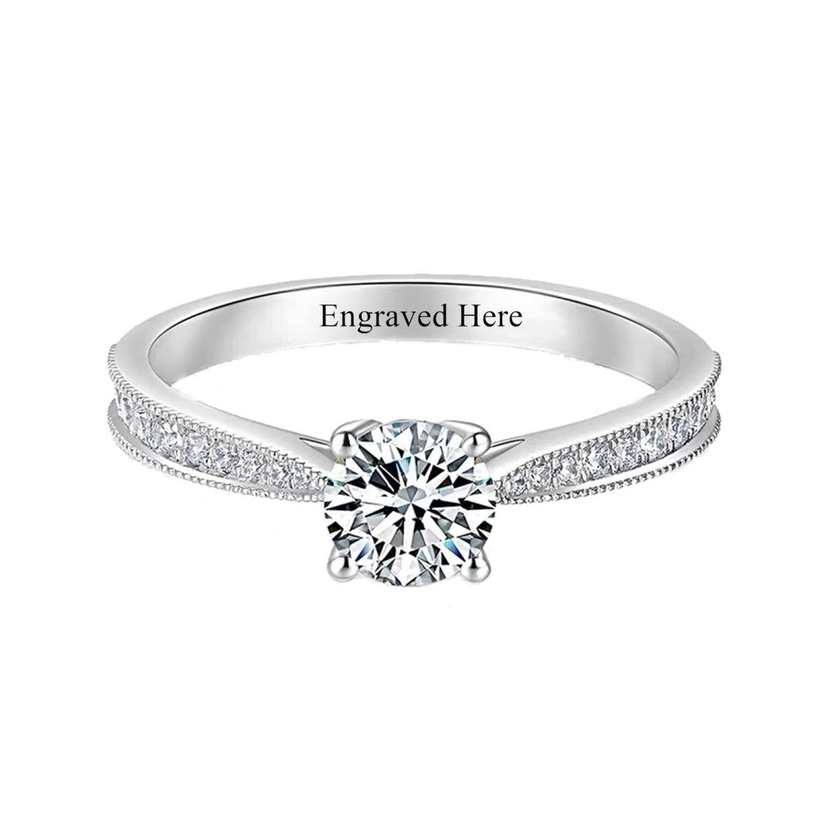 10K White Gold Diamond Custom Personalized Engraving & Couple Engagement Ring 3EX IGI Certified-1