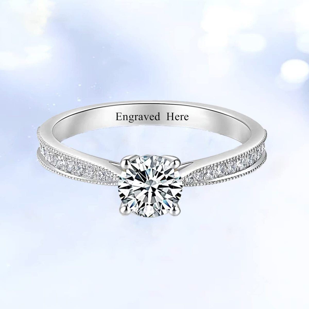 10K White Gold Diamond Custom Personalized Engraving & Couple Engagement Ring 3EX IGI Certified-3