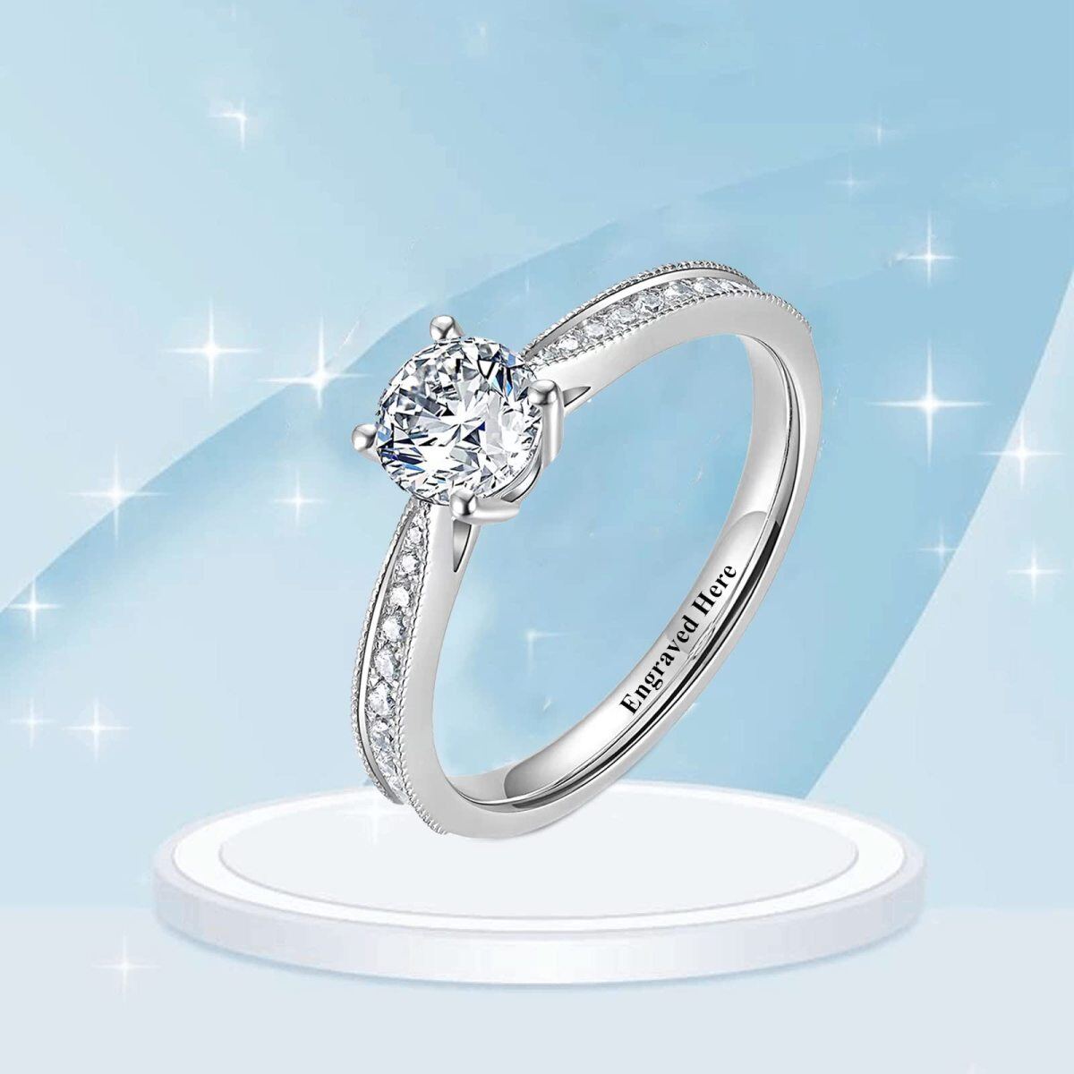 10K White Gold Diamond Custom Personalized Engraving & Couple Engagement Ring 3EX IGI Certified-4