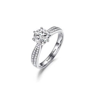 10K White Gold Round Shaped Lab Created Diamond Engagement Ring D Color VS1-VVS1 Clarity 3EX IGI Certified-58