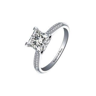 10K White Gold Diamond Personalized Engraving & Couple Engagement Ring-56