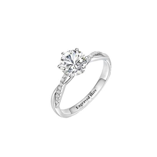 10K White Gold 0.5 to 3 CT Round Shaped Lab Created Diamond Engagement Ring D Color VVS1 Clarity 3EX IGI Certified