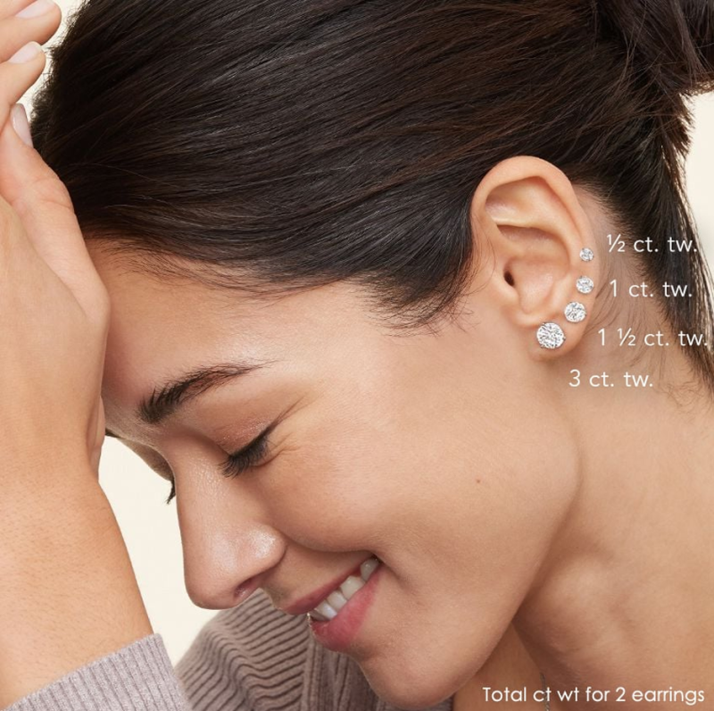 10K White Gold Diamond 4-Prong Stud Earrings-5