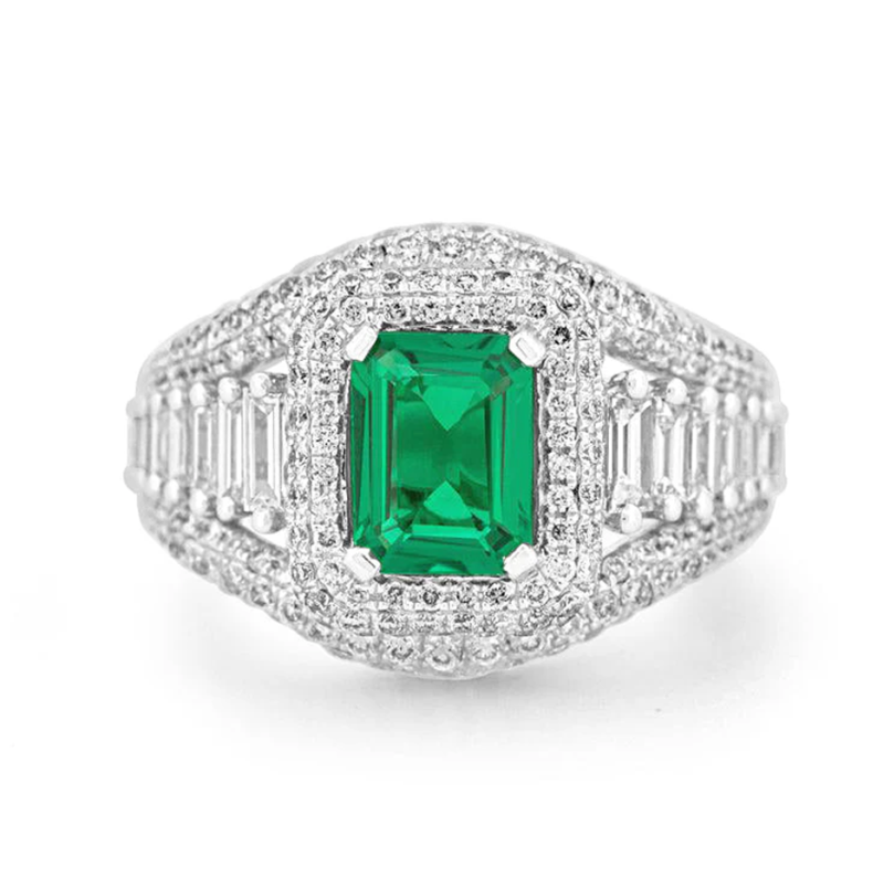 Aliança de noivado em ouro branco de 10 quilates com lapidação esmeralda e diamantes criados em laboratório de 2,3 ct.T.W.-20