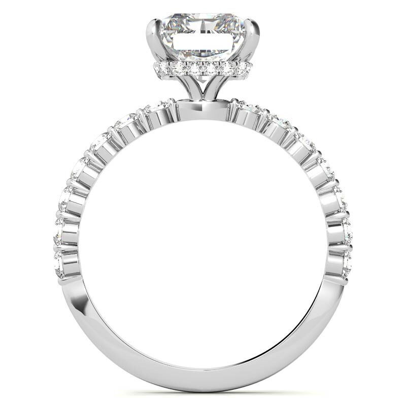 10K White Gold Emerald Cut Halo Moissanite Engagement Ring-4