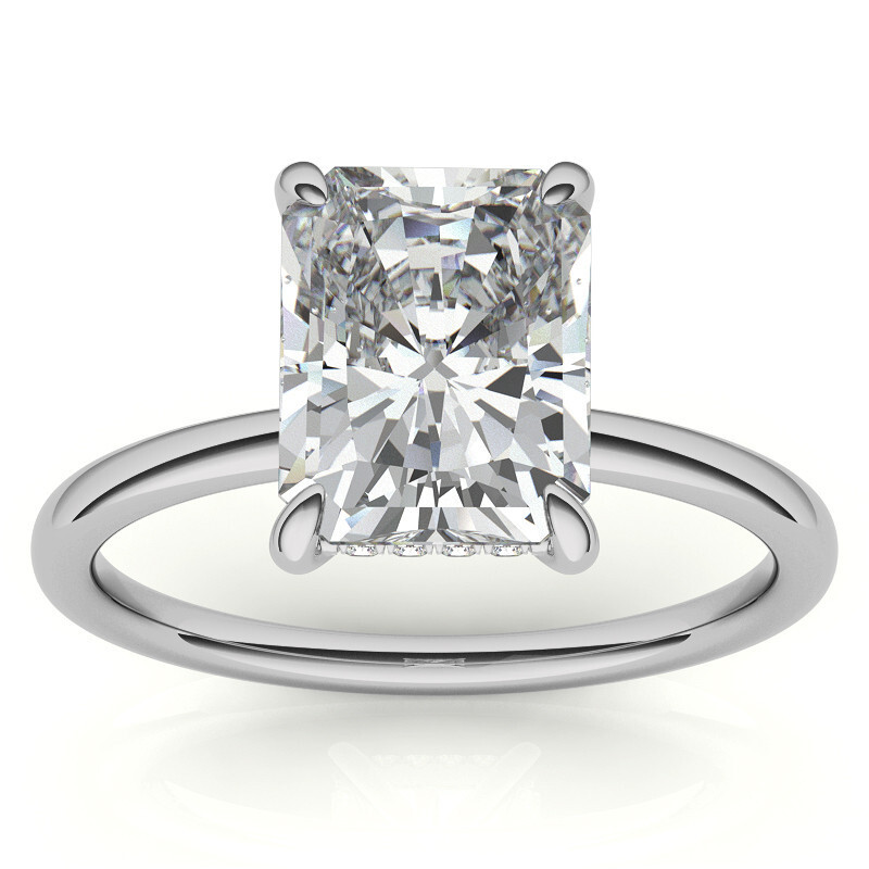 10K White Gold Emerald Cut Solitaire Moissanite Engagement Ring-1