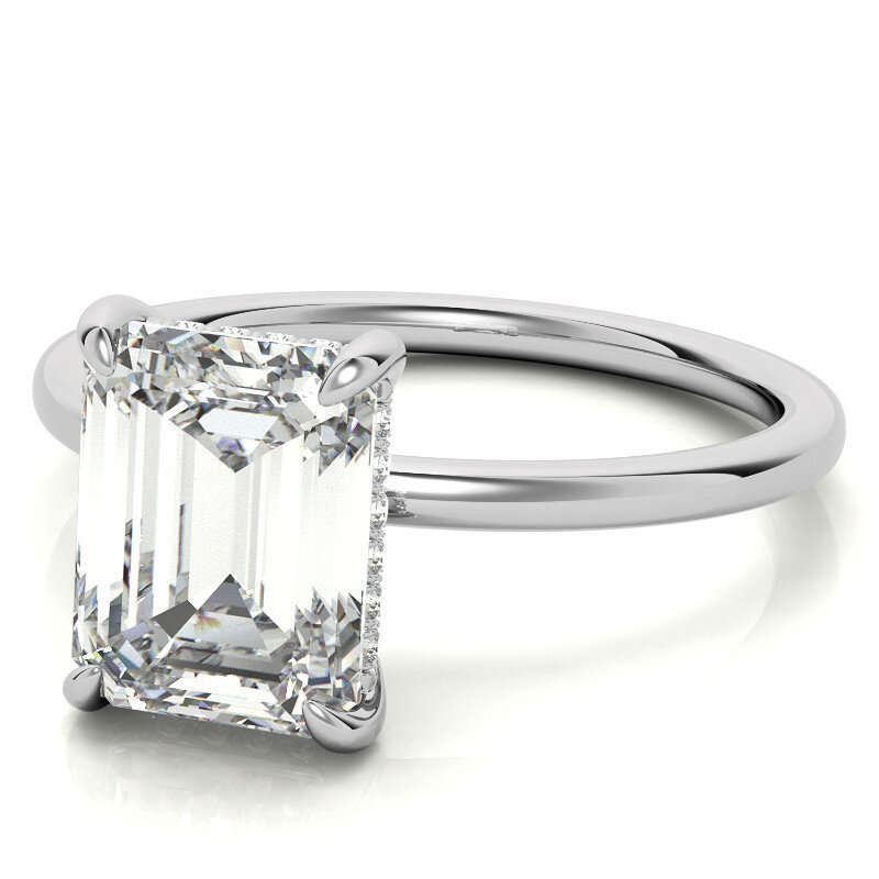 10K roségouden smaragd geslepen solitaire moissanite verlovingsring-3
