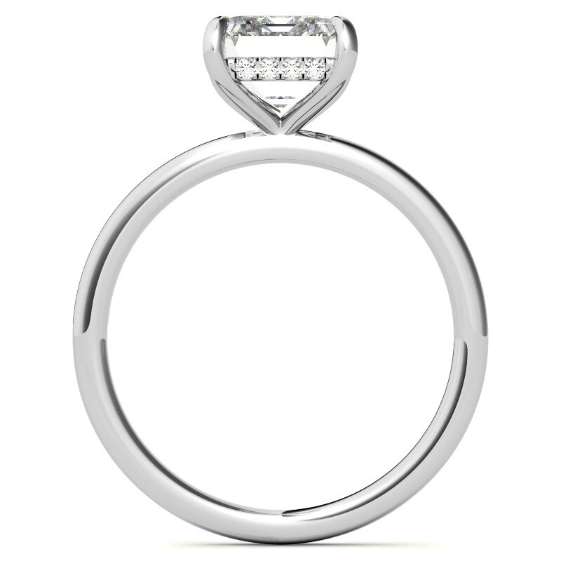 10K White Gold Emerald Cut Solitaire Moissanite Engagement Ring-5