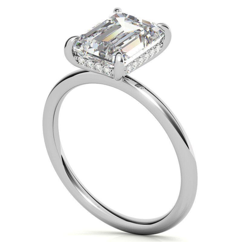10K White Gold Emerald Cut Solitaire Moissanite Engagement Ring-6