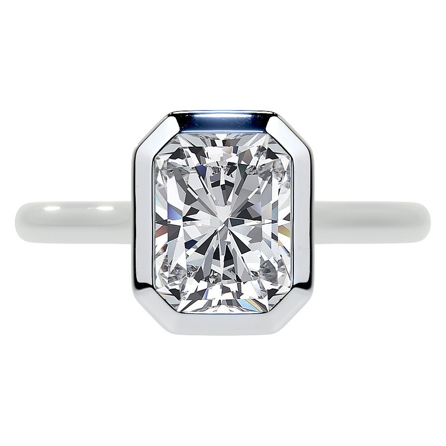 10K Rose Gold Emerald Cut Solitaire Moissanite Engagement Ring-3