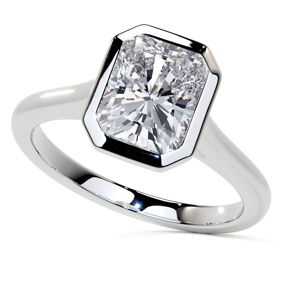 10K Rose Gold Emerald Cut Solitaire Moissanite Engagement Ring-4