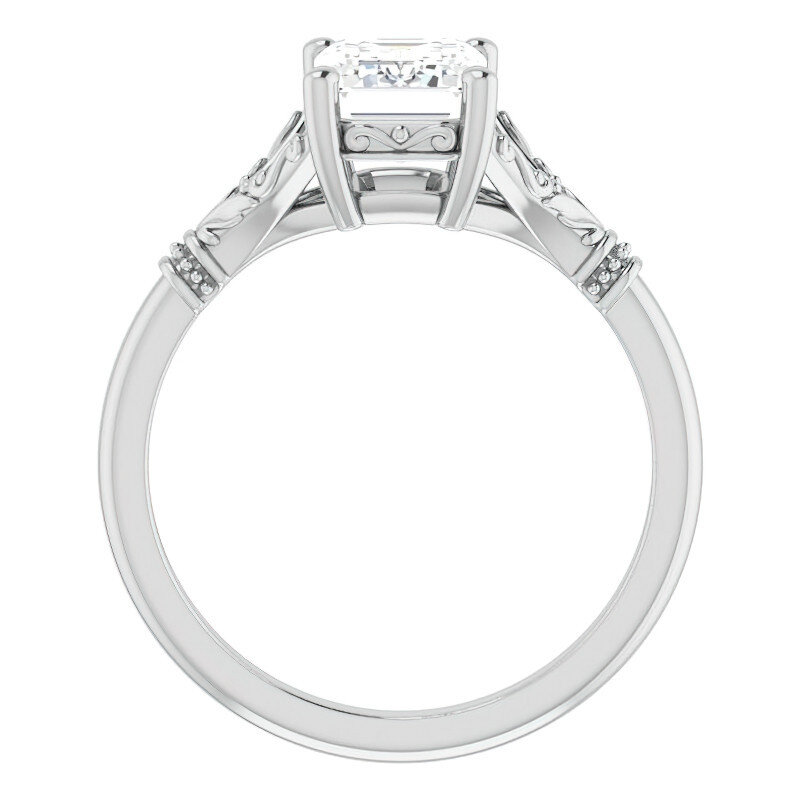 10K White Gold Emerald Cut Solitaire Moissanite Engagement Ring-4