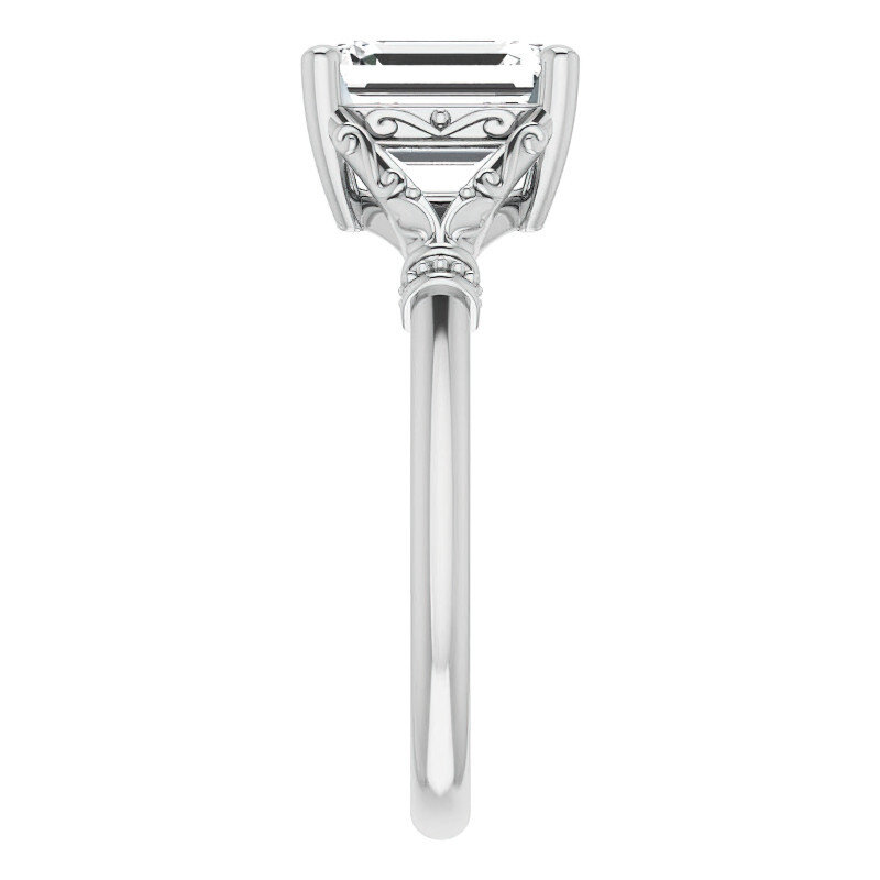 10K White Gold Emerald Cut Solitaire Moissanite Engagement Ring-5